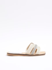 River Island Beige Cut Out Strap Leather Sandals - Image 2 of 6