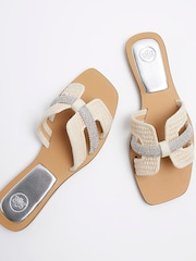 River Island Beige Cut Out Strap Leather Sandals - Image 5 of 6