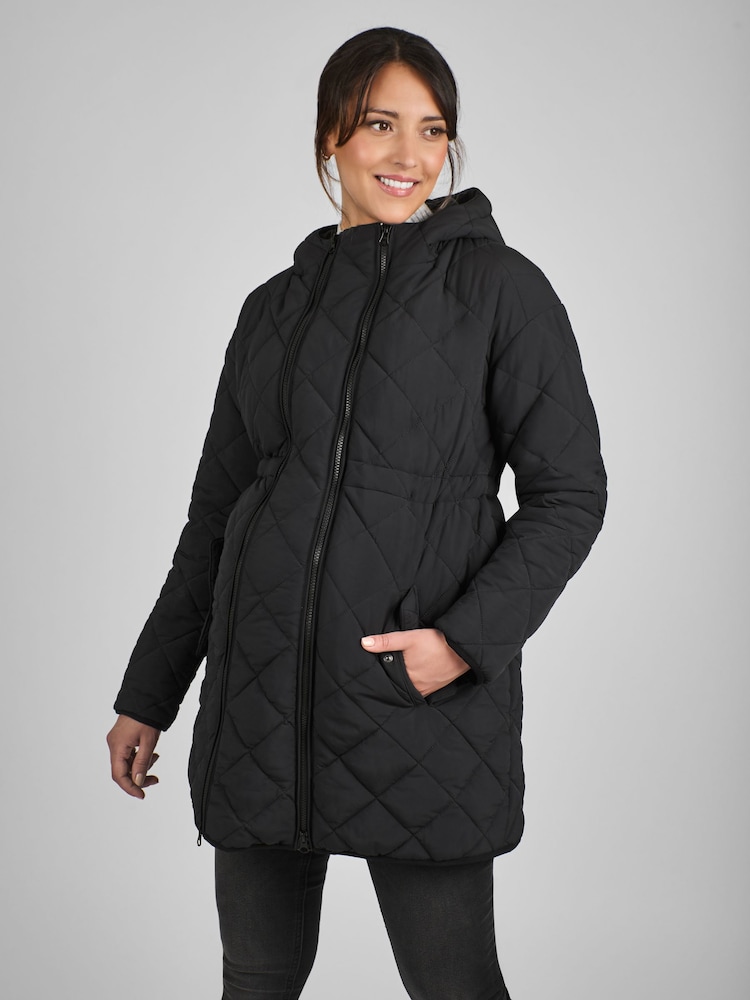 JoJo Maman Bébé Black 2-In-1 Maternity Quilted Jacket - Image 1 of 5