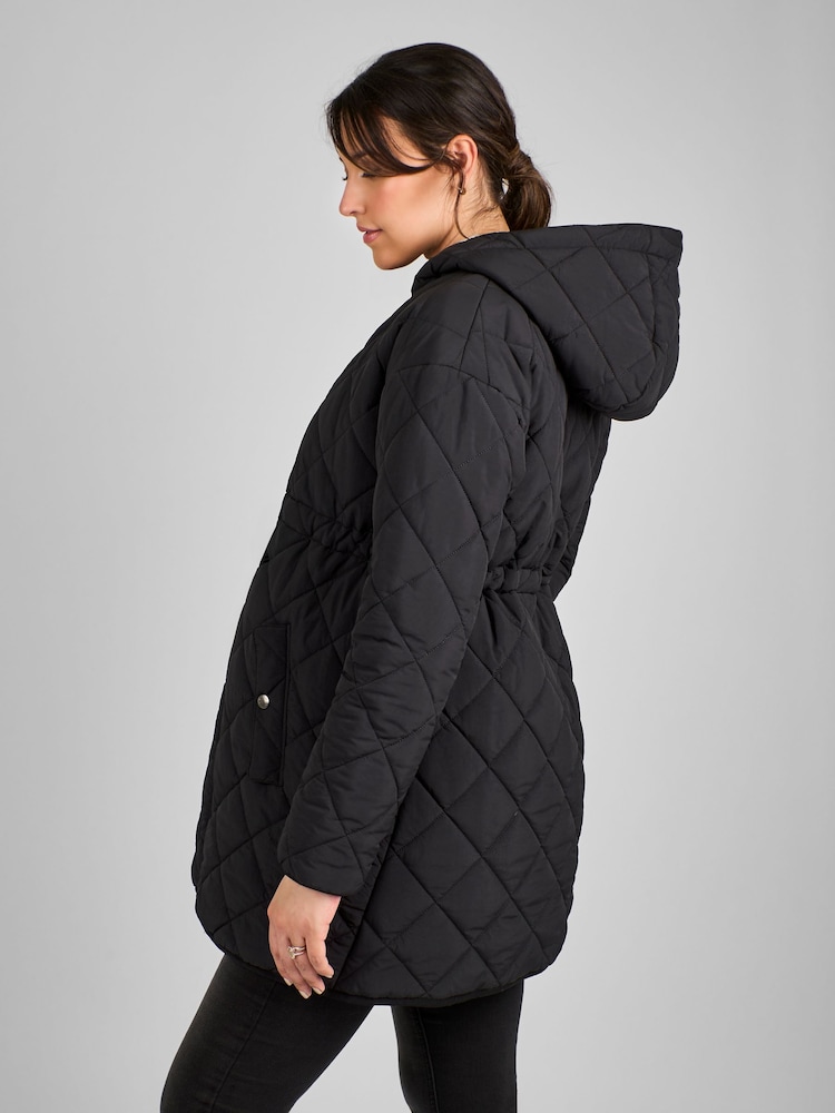JoJo Maman Bébé Black 2-In-1 Maternity Quilted Jacket - Image 2 of 5