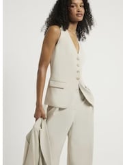 River Island Green Longline Button Front Waistcoat - Image 3 of 5