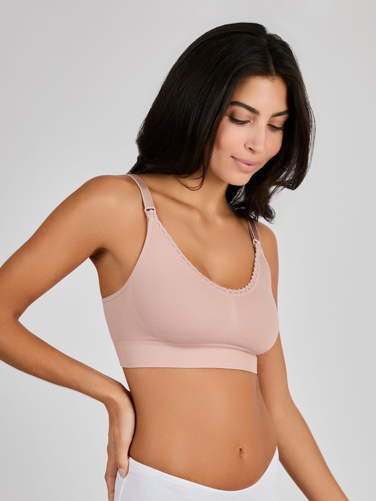 Emma Jane Pink Emma-Jane Lace Trim Seamless Maternity & Nursing Bra - Image 1 of 4