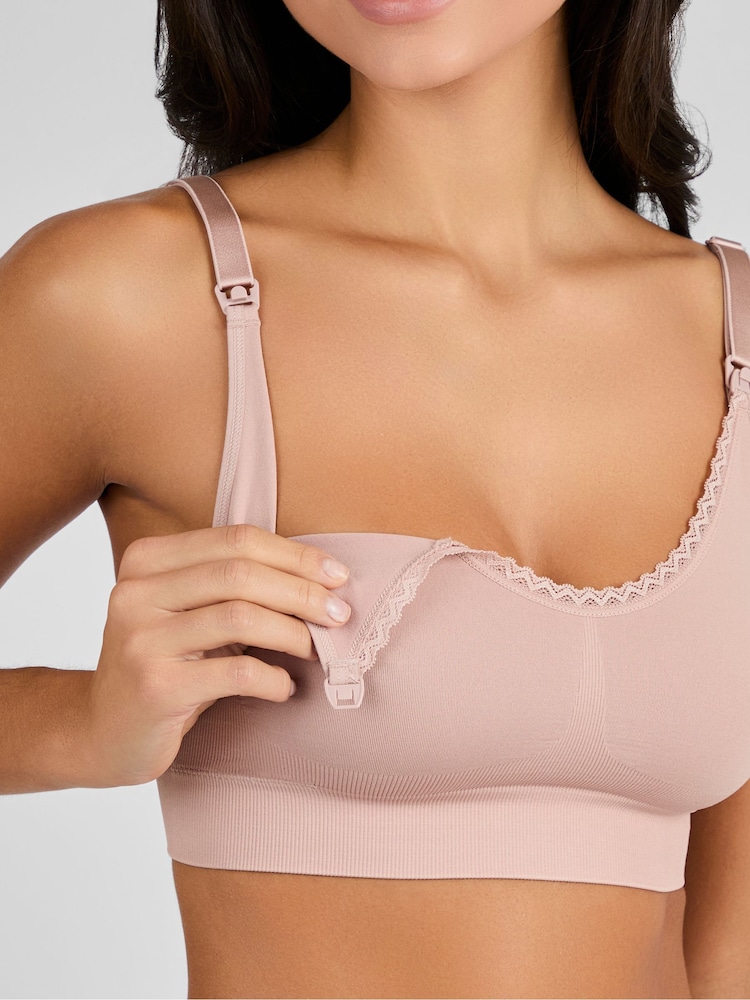 Emma Jane Pink Emma-Jane Lace Trim Seamless Maternity & Nursing Bra - Image 2 of 4