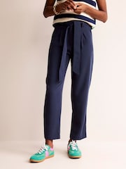 Boden Blue Tapered Tie Waist Trousers - Image 1 of 5