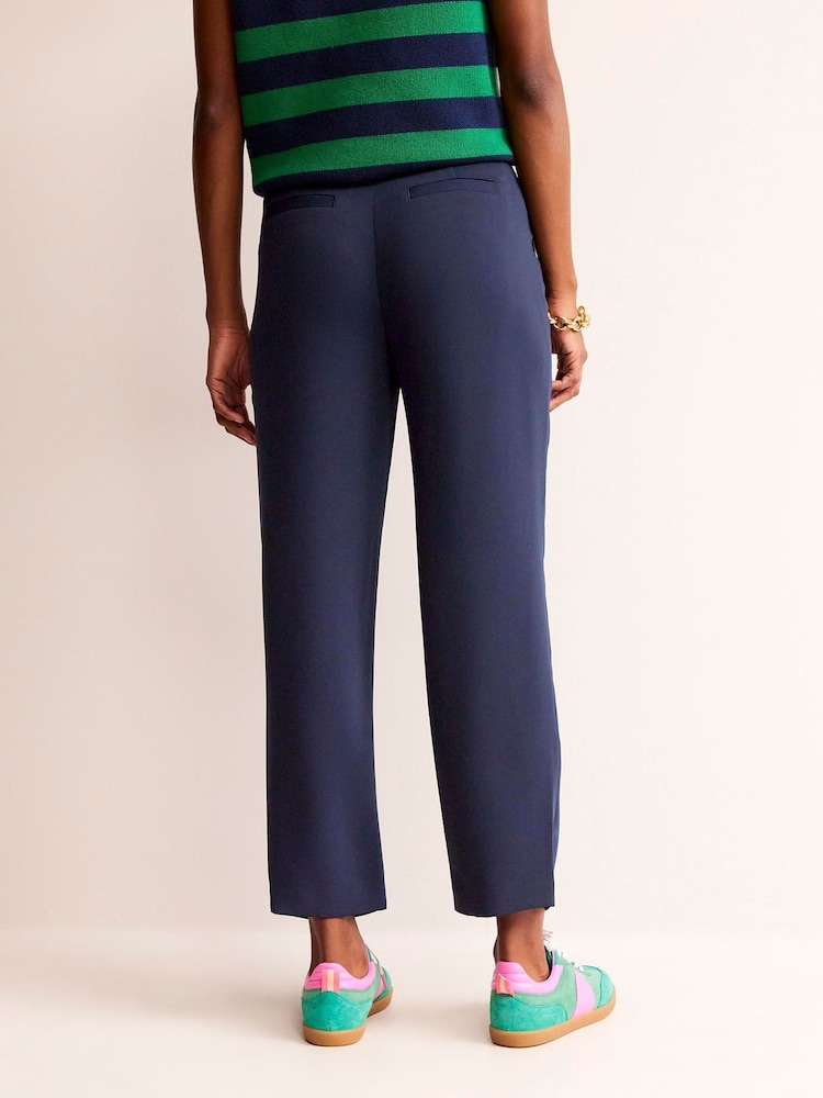 Boden Blue Tapered Tie Waist Trousers - Image 2 of 5
