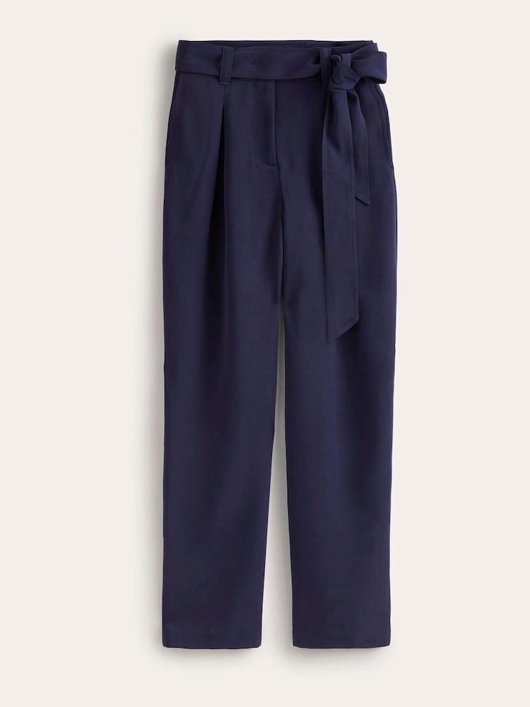 Boden Blue Tapered Tie Waist Trousers - Image 5 of 5