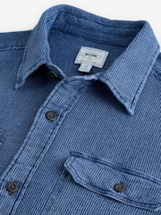 Blue 100% Cotton Waffle Textured Twin Pocket Shirt - Image 7 of 8