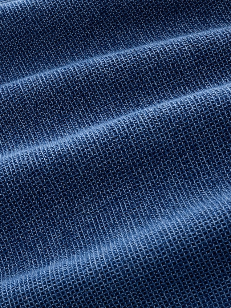 Blue 100% Cotton Waffle Textured Twin Pocket Shirt - Image 8 of 8