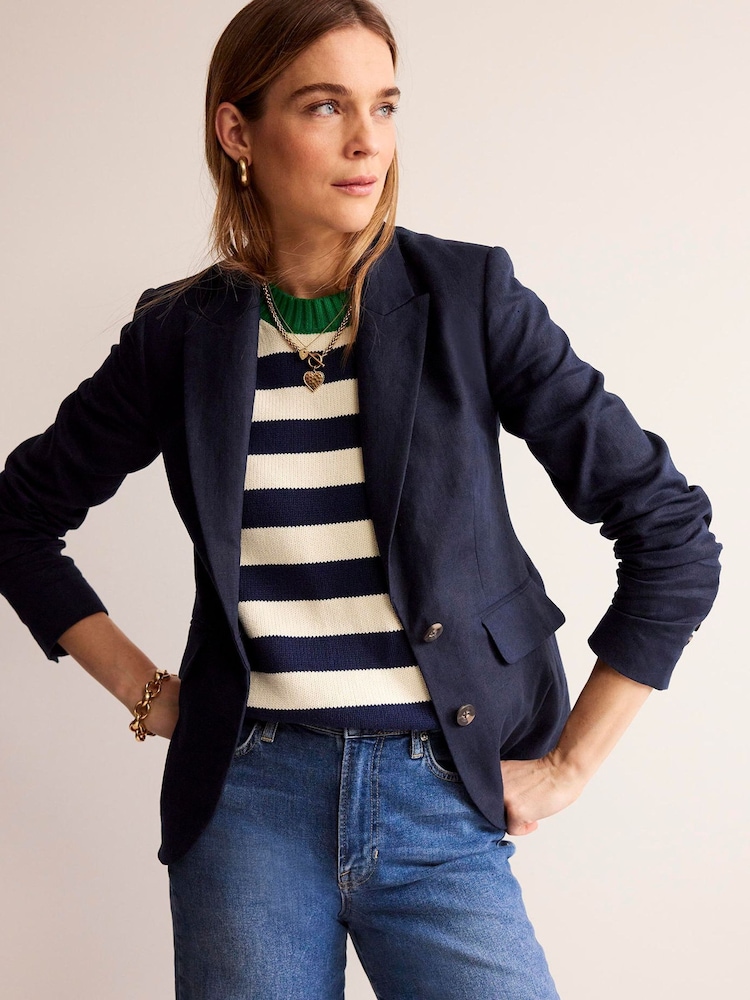 Boden Blue Marylebone 100% Linen Blazer - Image 2 of 6