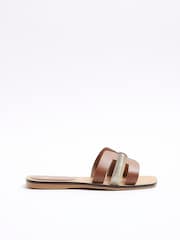River Island Brown Cut Out Strap Leather Sandals - Image 2 of 6