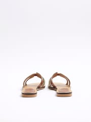 River Island Brown Cut Out Strap Leather Sandals - Image 4 of 6