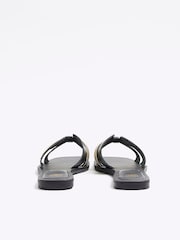 River Island Black Cut Out Strap Leather Sandals - Image 2 of 5
