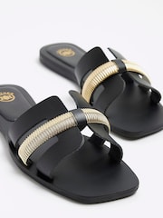 River Island Black Cut Out Strap Leather Sandals - Image 3 of 5