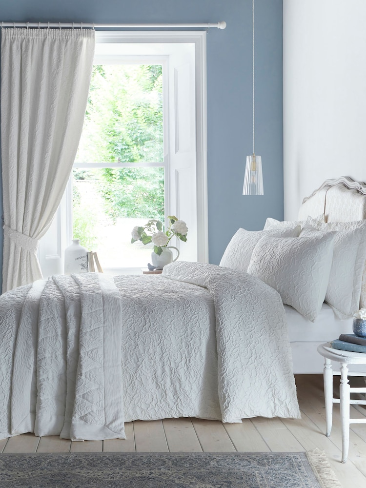 Appletree White Collier Luxury Jacquard Duvet Cover Set - Image 1 of 4 Appletree White Collier Luxury Jacquard Duvet Cover Set - Image 1 of 4