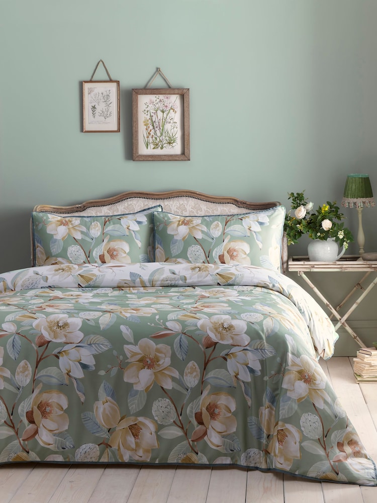 Appletree Green Eleanor 200 Thread Count 100% Cotton Pure Duvet Cover Set - Image 1 of 5