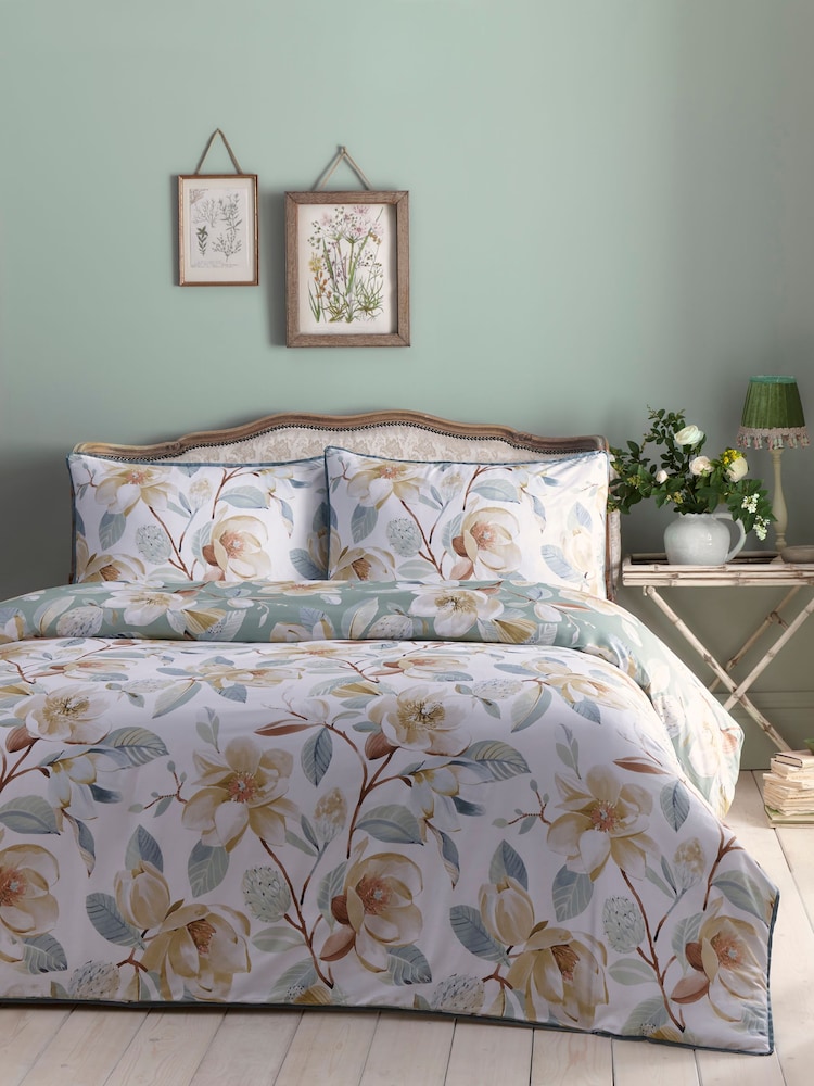 Appletree Green Eleanor 200 Thread Count 100% Cotton Pure Duvet Cover Set - Image 2 of 5
