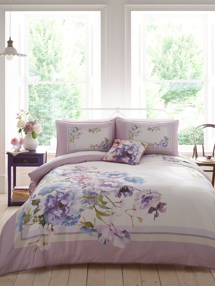 Appletree Mauve Arley 200 Thread Count 100% Cotton Duvet Cover Set - Image 1 of 5