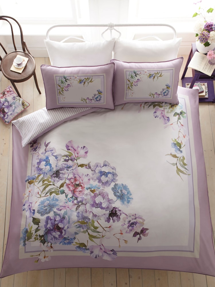 Appletree Mauve Arley 200 Thread Count 100% Cotton Duvet Cover Set - Image 2 of 5
