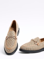 River Island Brown Monogram Buckle Deatail Loafers - Image 4 of 5