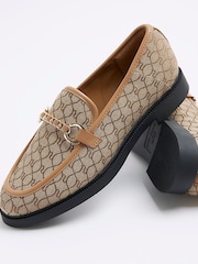 River Island Brown Monogram Buckle Deatail Loafers - Image 5 of 5