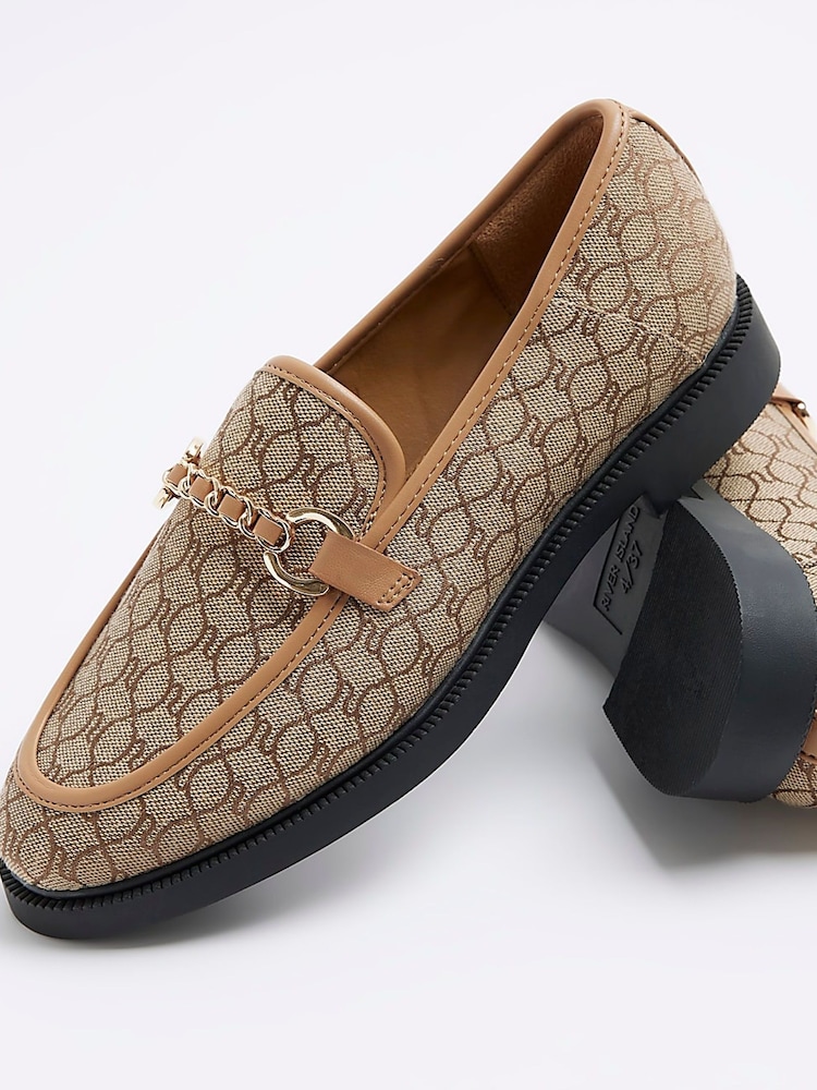 River Island Brown Monogram Buckle Deatail Loafers - Image 5 of 5 River Island Brown Monogram Buckle Deatail Loafers - Image 5 of 5