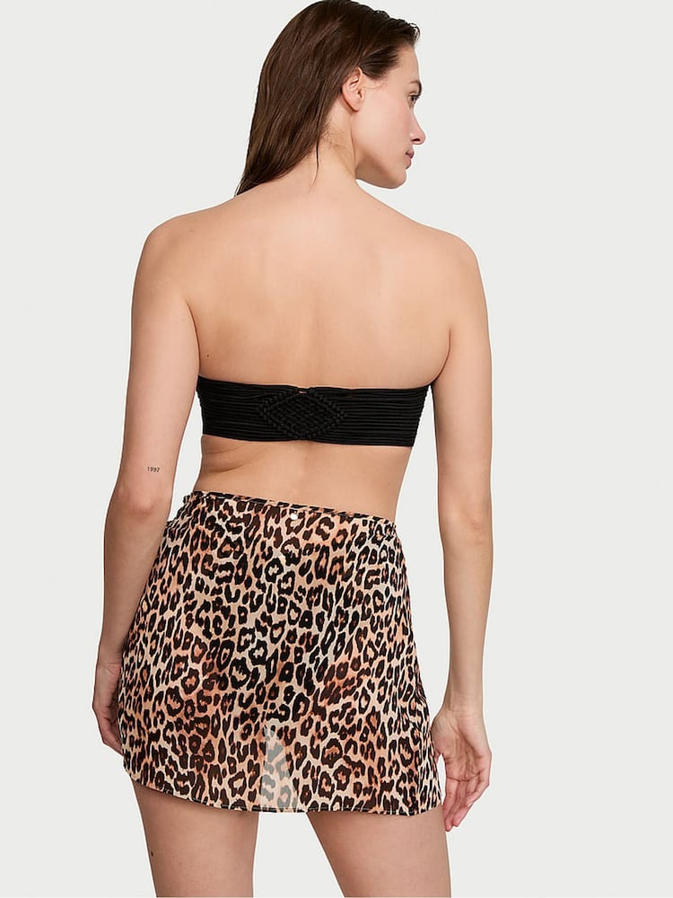 Victoria's Secret Leopard Brown Sheer Crinkle Sarong - Image 2 of 3 Victoria's Secret Leopard Brown Sheer Crinkle Sarong - Image 2 of 3