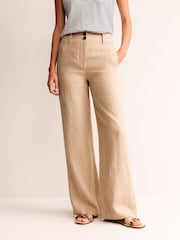 Boden Natural 100% Cotton Westbourne Linen Trousers - Image 1 of 4