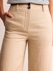 Boden Natural 100% Cotton Westbourne Linen Trousers - Image 3 of 4