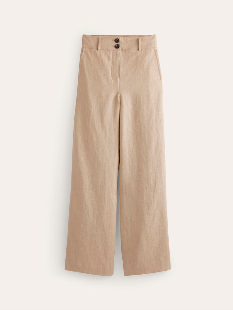 Boden Natural 100% Cotton Westbourne Linen Trousers - Image 4 of 4