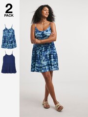 Simply Be Blue Tie Dye Value Beach Dresses 2 Pack - Image 1 of 7