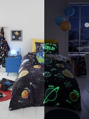 Bedlam Black Outer Space Glow in the Dark Duvet Cover Set - Image 3 of 7