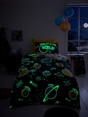 Bedlam Black Outer Space Glow in the Dark Duvet Cover Set - Image 4 of 7
