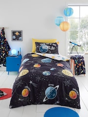 Bedlam Black Outer Space Glow in the Dark Duvet Cover Set - Image 7 of 7