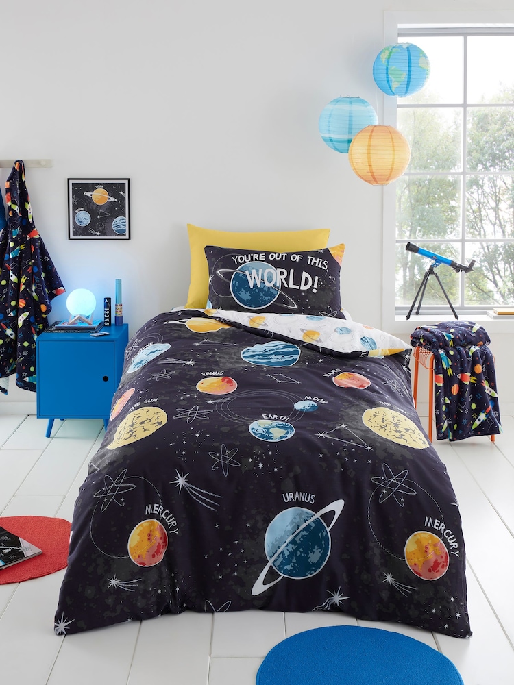 Bedlam Black Outer Space Glow in the Dark Duvet Cover Set - Image 7 of 7