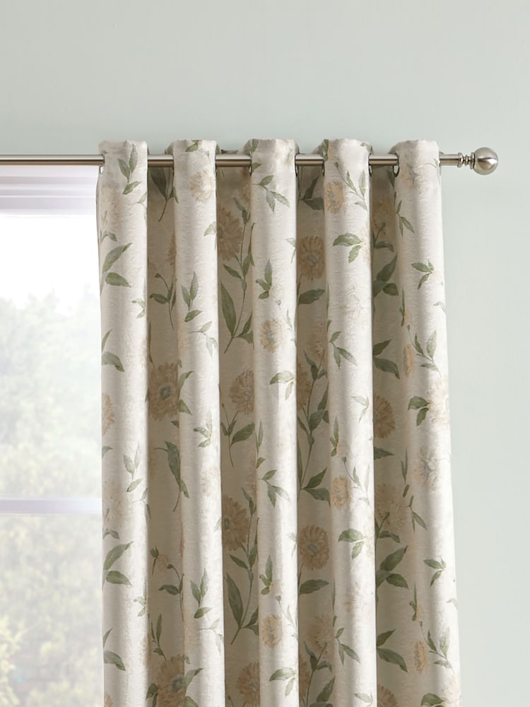 D&D Natural Dahlia Dim Out Pair of Eyelet 100% Cotton Curtains - Image 2 of 3 D&D Natural Dahlia Dim Out Pair of Eyelet 100% Cotton Curtains - Image 2 of 3
