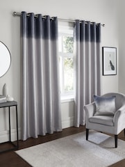 Fusion Grey Ombre Strata Room Darkening Pair of Eyelet Curtain - Image 1 of 3
