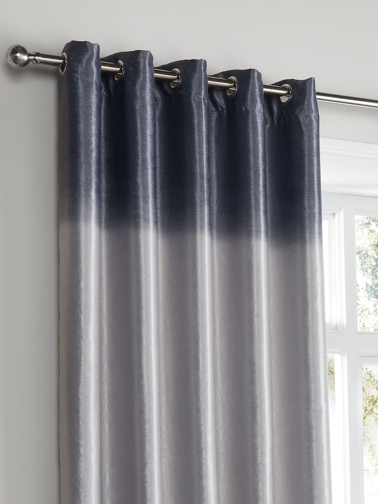 Fusion Grey Ombre Strata Room Darkening Pair of Eyelet Curtain - Image 2 of 3