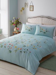 Appletree Duck Egg 100% Cotton Serenity 200 Thread Count Pure Duvet Cover Set - Image 1 of 4