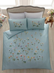 Appletree Duck Egg 100% Cotton Serenity 200 Thread Count Pure Duvet Cover Set - Image 4 of 4