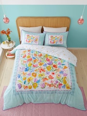 Appletree Duck Egg Festival 100% Cotton Duvet Cover Set - Image 2 of 6