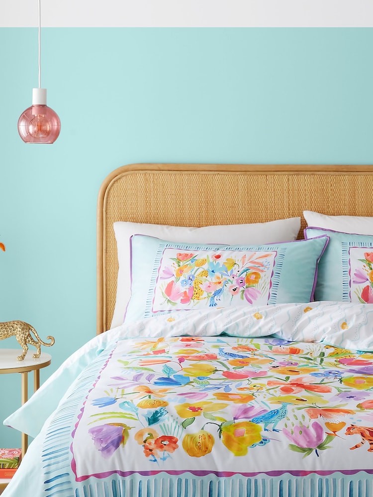 Appletree Duck Egg Festival 100% Cotton Duvet Cover Set - Image 5 of 6