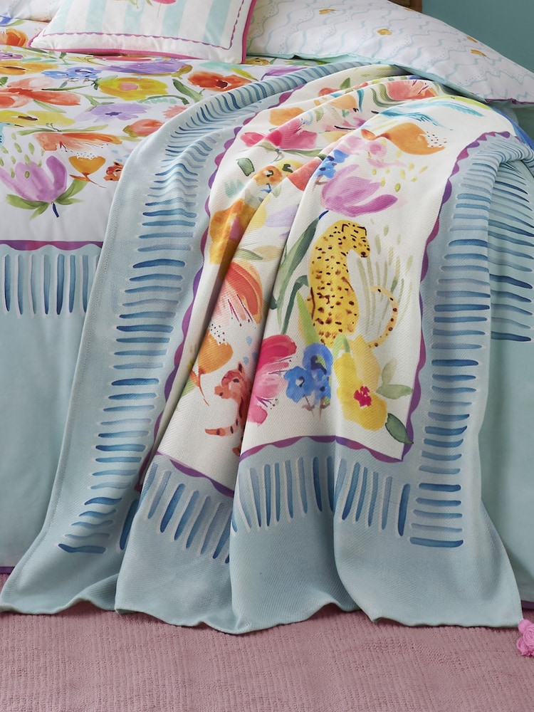 Appletree Duck Egg Festival Tassel Throw - Image 1 of 3 Appletree Duck Egg Festival Tassel Throw - Image 1 of 3
