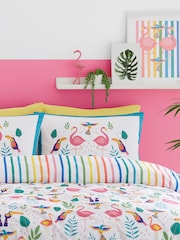 Fusion Pink Tropical Flamingo Reversible Duvet Cover Set - Image 2 of 3