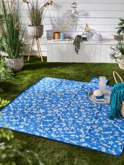 Fusion Blue Coastal Bay Waterproof Backed Picnic Blanket - Image 1 of 4