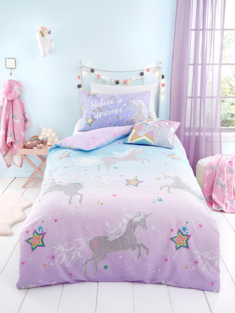 Bedlam Lilac Ombre Unicorn Glow in the Dark Duvet Cover Set - Image 1 of 6
