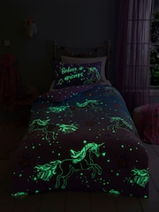 Bedlam Lilac Ombre Unicorn Glow in the Dark Duvet Cover Set - Image 5 of 6