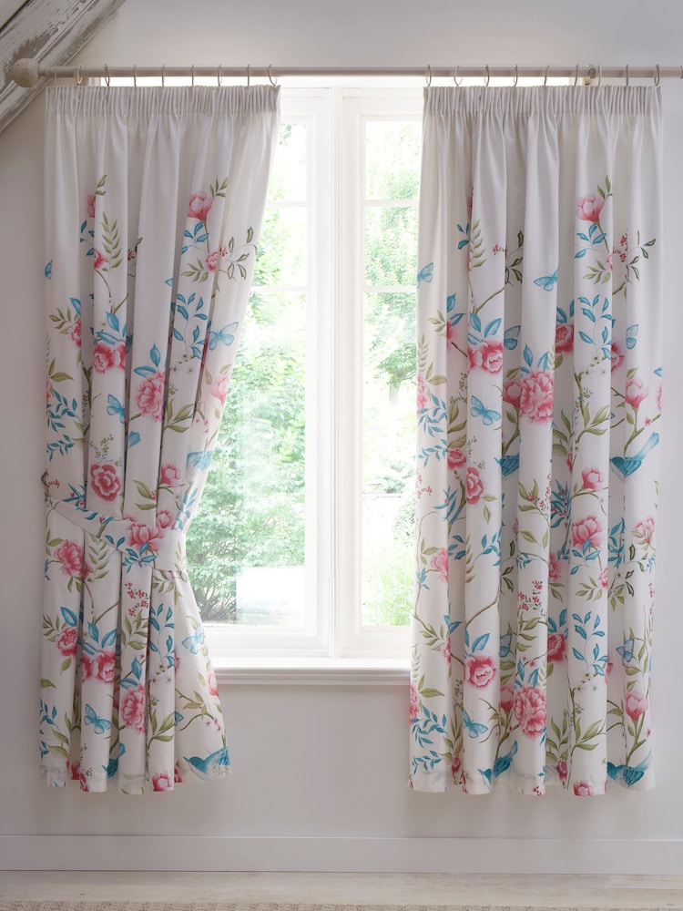 Dreams & Drapes Blue Amelle Lined Pair of Pencil Pleat Curtains - Image 1 of 4