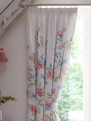 Dreams & Drapes Blue Amelle Lined Pair of Pencil Pleat Curtains - Image 4 of 4