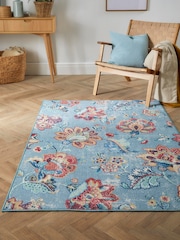 Dreams & Drapes Blue Keats  Washable Rug - Image 1 of 4