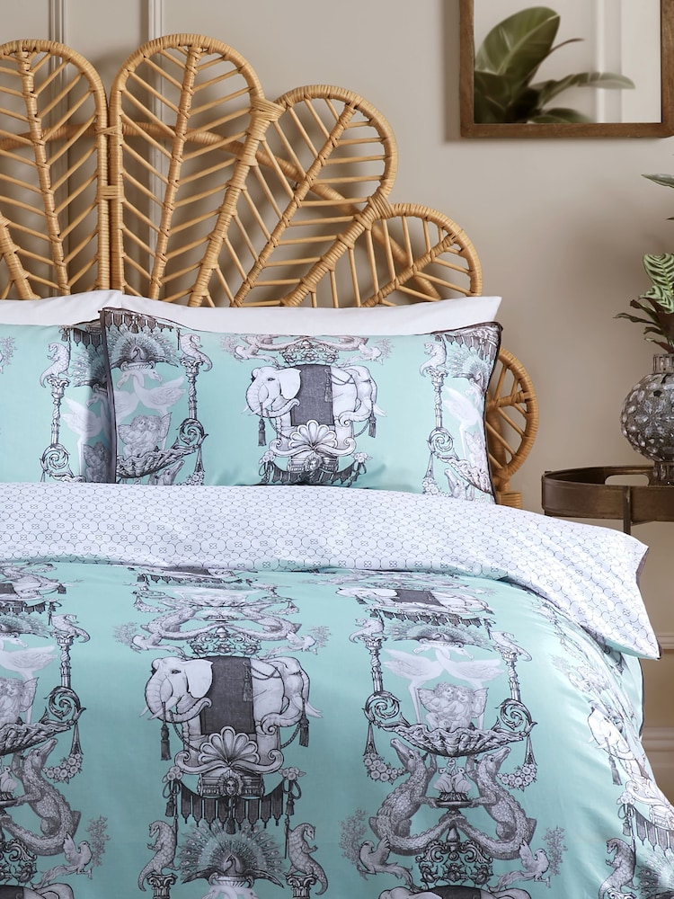 Laurence Llewelyn-Bowen Duck Egg Animalia 200 Thread Count 100% Cotton Pure Duvet Cover Set - Image 2 of 4